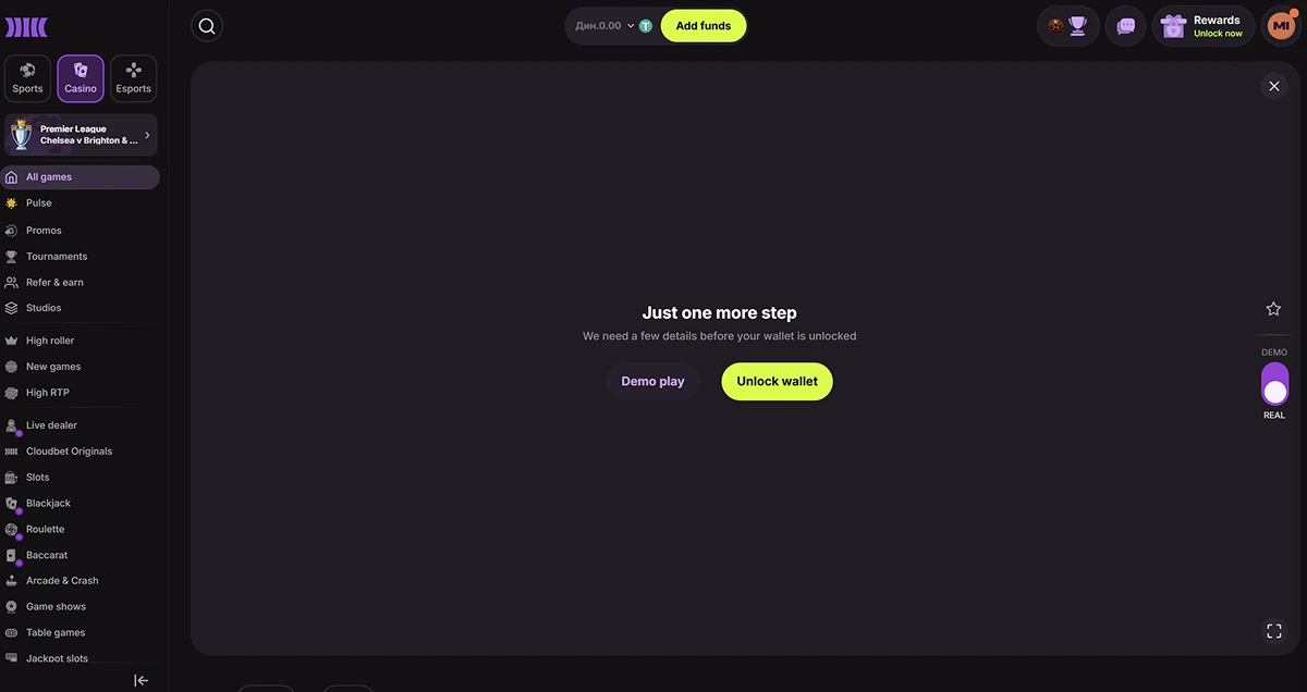 Демо-режим Cloudbet вне слотов — пример из справочного центра оператора Демо-режим у Cloudbet