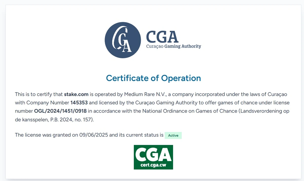 Как выглядит сертификат лицензии Curaçao Gaming Authority — пример документа Пример сертификата лицензии Curaçao Gaming Authority